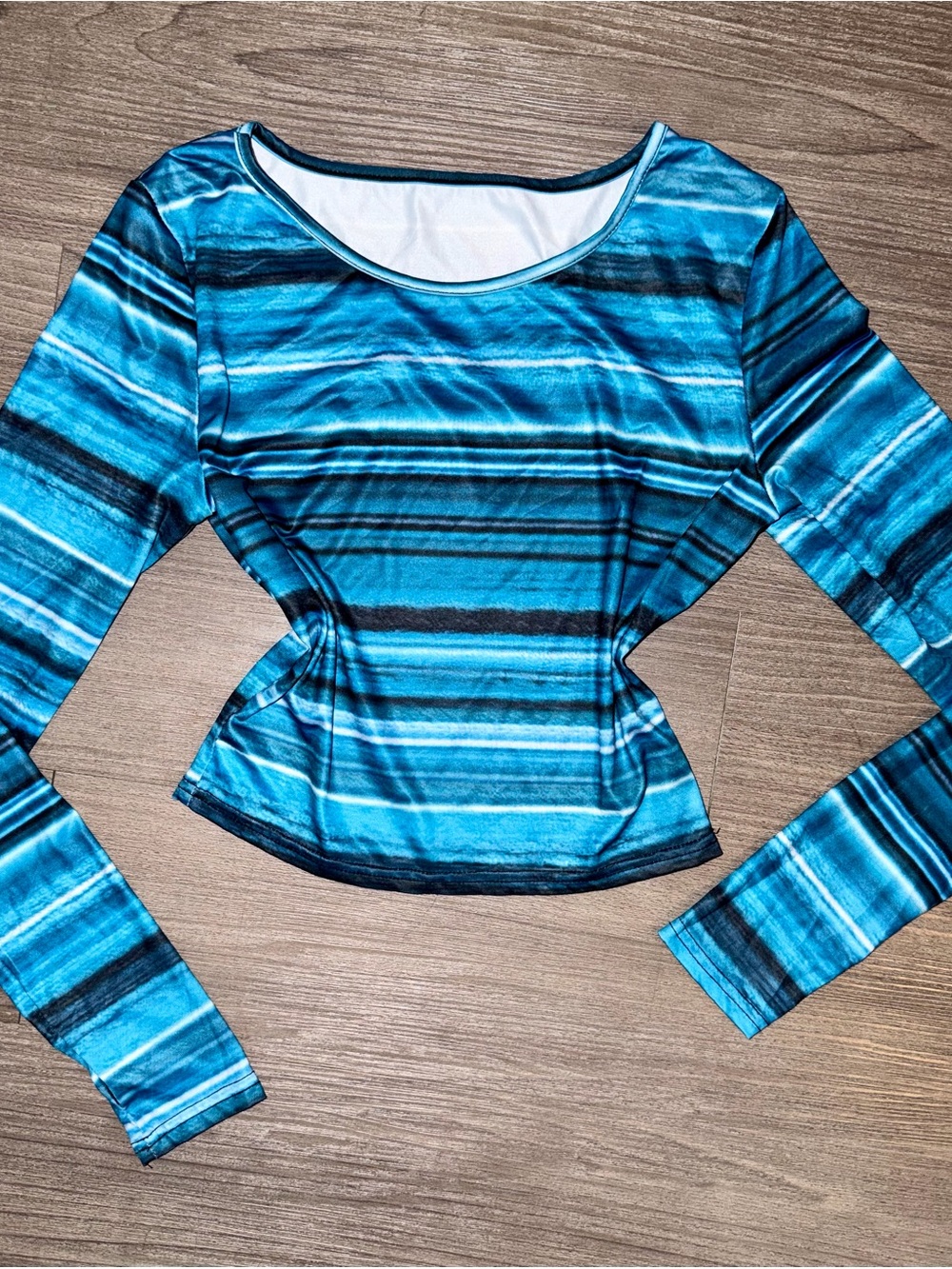 M Striped Long Sleeve Top